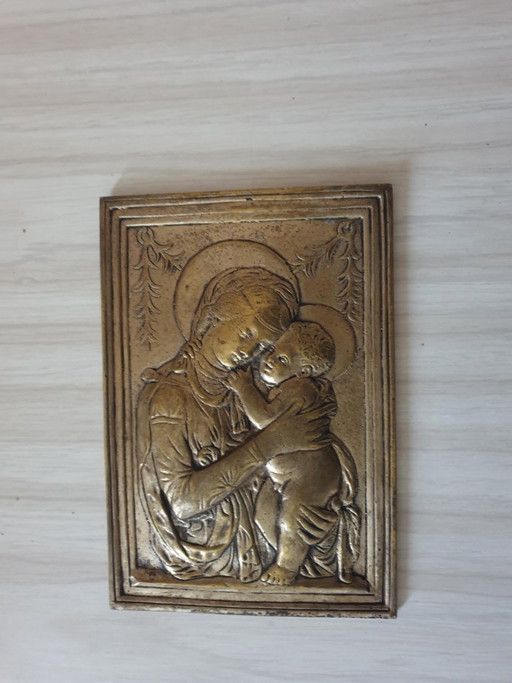 targa religiosa Vergine Maria e suo figlio