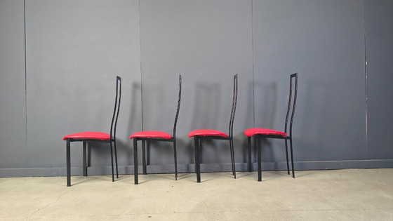 Image 1 of Vintage postmoderne eetkamerstoelen van Cattelan Italila