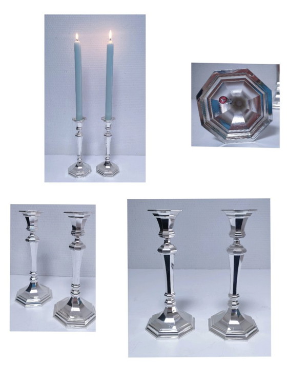 Image 1 of paar kerzenhalter bmf versilbertes metall geprägt