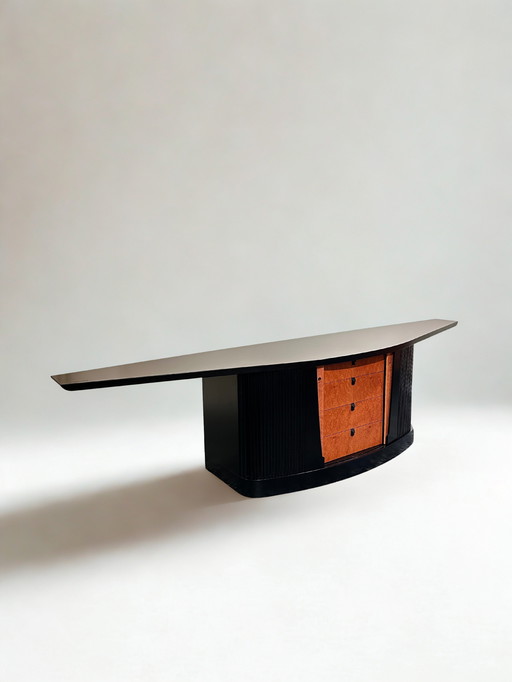 XL Vintage schwarzes postmodernes Art-Deco-Sideboard aus Wurzelholz