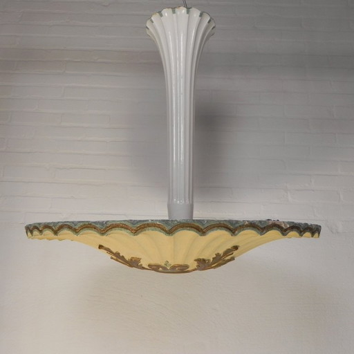 Grote gipsen Art Deco lamp, doorsnede 70 cm, begin 20e eeuw