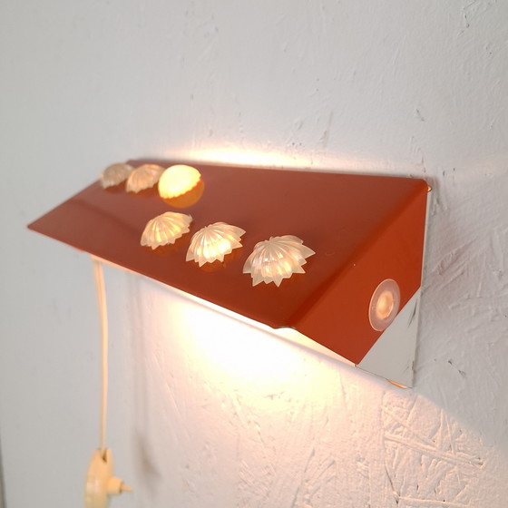 Image 1 of 2x vintage wall lamp bedside lamp orange/red Herda 70s