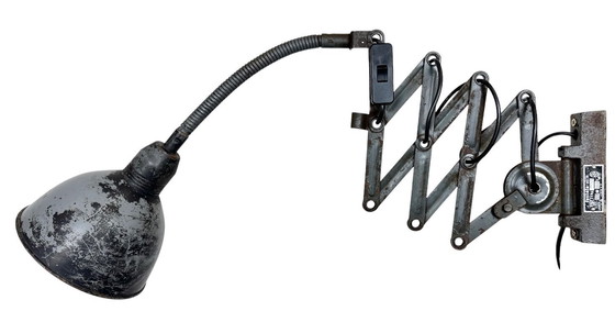 Image 1 of Lampada da parete industriale grigia a forbice di Elektroinstala, anni '60