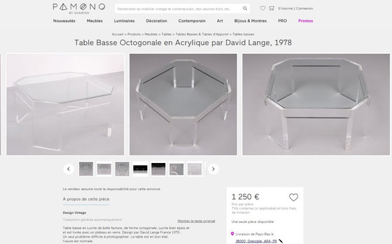 Image 1 of Wunderschöner großer quadratischer ATHENA-Couchtisch aus Acrylglas und Glas, entworfen von David Lange