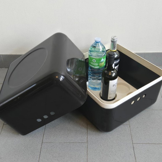 Image 1 of CUBE BAR VINTAGE 1970 DE JEAN GARCON POUR FORMAG 70S SPACE AGE PLASTIQUE NOIR