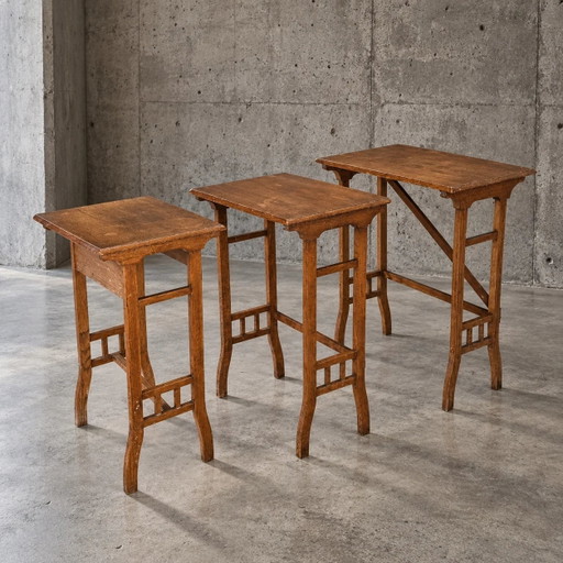 3 x nesting table / nesting set / arts and crafts / 1950s