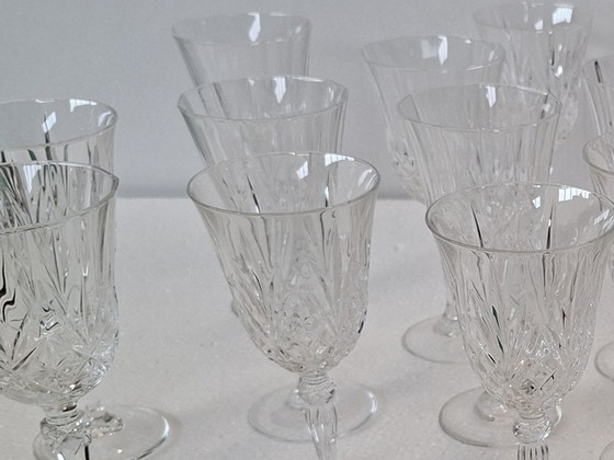 Image 1 of Gorgeous Set of 20 Hand Cut Crystal Glasses (1985)