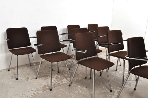 4 Stühle mit Rohrgestell und Armlehnen aus Bakelit, Vintage