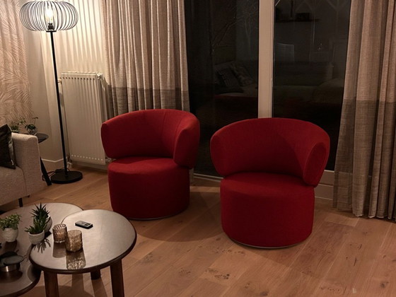 Image 1 of 2x Rolf Benz 684, tipo SE, tessuto rosso