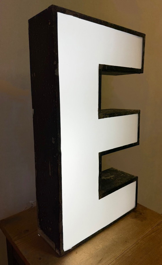 Image 1 of Large Vintage Illuminated Advertising Letter E , 1960s
