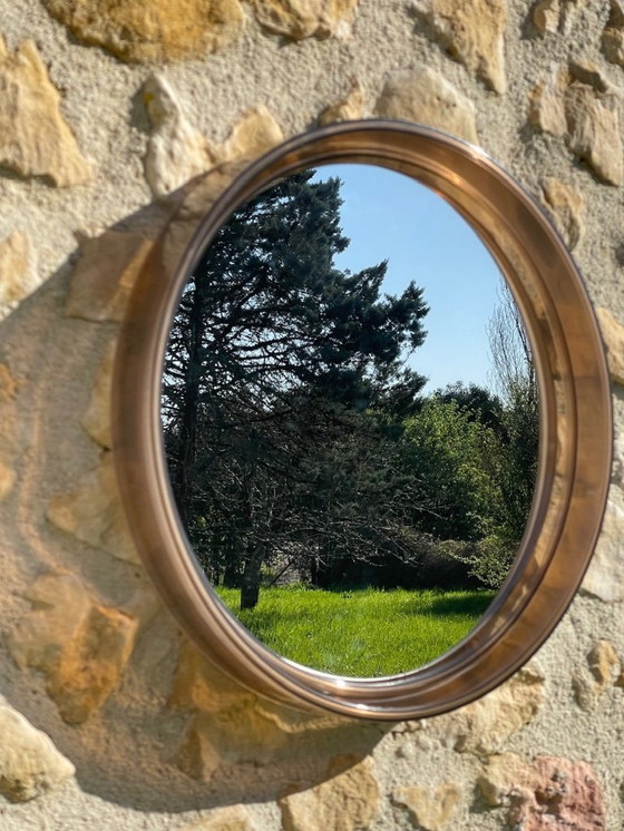 Image 1 of Mid-Century, Vintage, Rond Spiegel van Gerookt Acryl, Jaren 70