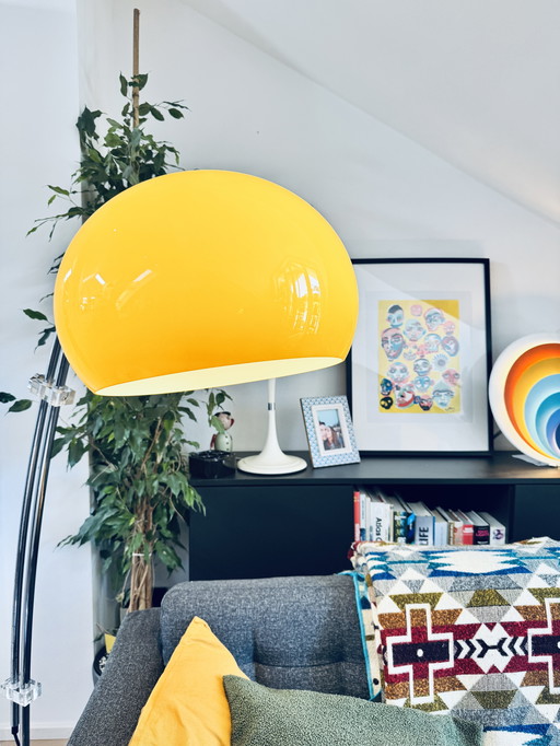 Vintage German Arc Floor Lamp with Telescopic Structure – Space Age 70s Mid-Century Modern UFO Light – Guzzini Era