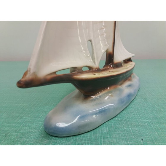 Image 1 of Vintage ceramic sailboat, Czechoslovakia 1935