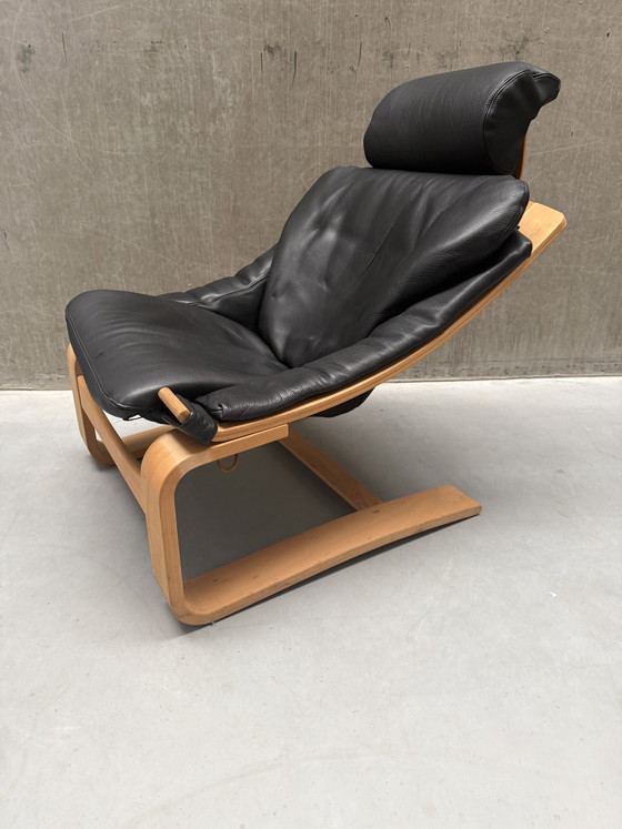 2x Swedish Kroken Armchair Åke Fribyter Nelo Möbel 1970s – Wood, Leather (photo 6 of 10)