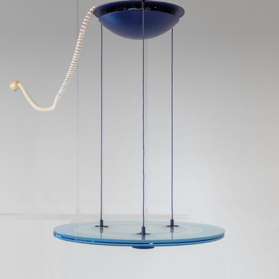 Image 1 of 1x  Space Age Aurora Blue Pendant by Arteluce, Perry King & Santiago Miranda, 1983