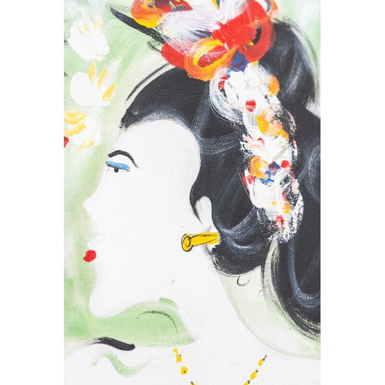 Image 1 of Vintage canvas painting Geishas, ​​Japan 2010