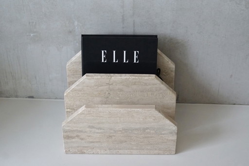 Vintage travertine magazine rack