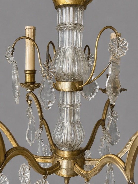 Lustre ancien/vintage en laiton orné de cristaux – environ 60 cm de hauteur – Copper (photo 3 of 5)