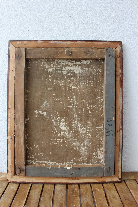 Image 1 of Composition mécanique abstraite vintage – Peinture à l'huile de style géométrique audacieux signée F. Léger