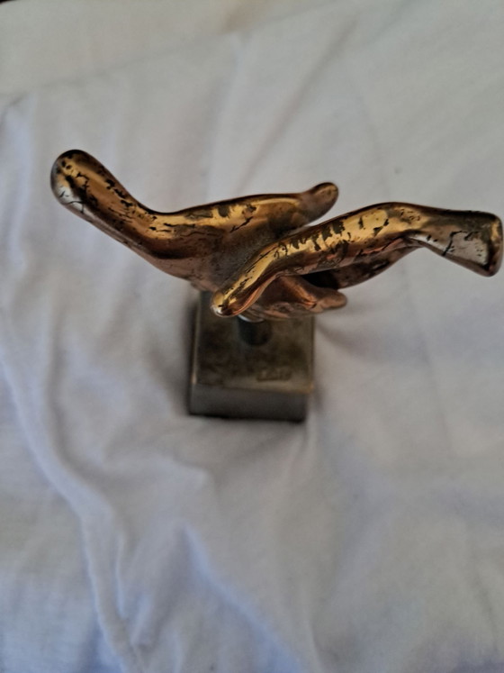 Sculpture Bronze "Mains Entrelacées" - Yves LOHÉ - Vintage, Doré (photo 4 sur 9)