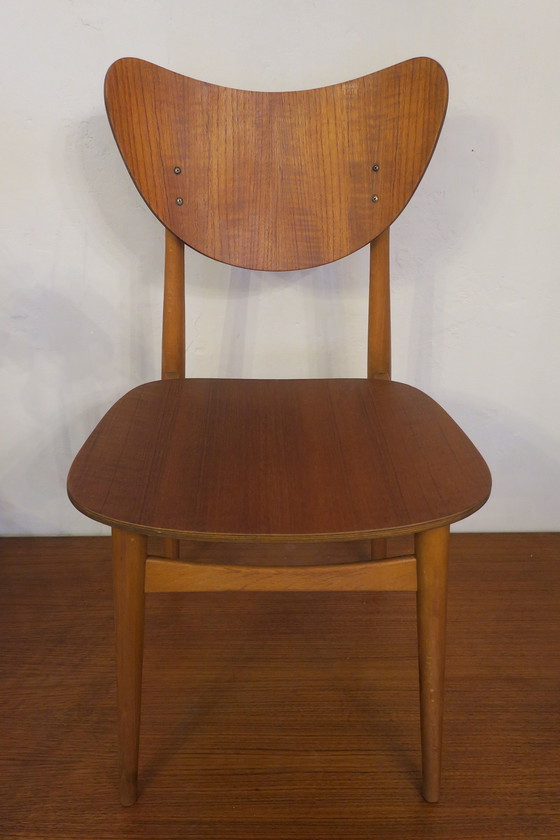 Image 1 of 4x Vintage Butterfly Teak Dining Chairs