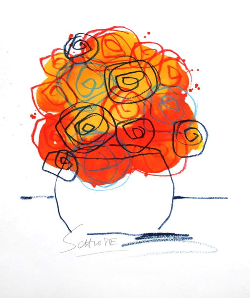 Schlote, Wilhelm - Spiraalbloemen - Handgesigneerd - Giclee
