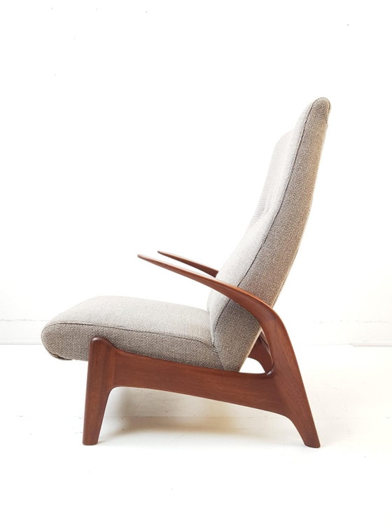 Fauteuil Gimson & Slater en tissu beige Ploeg | Teck réglable, récemment retapissé – Wood, Wool (photo 5 of 7)