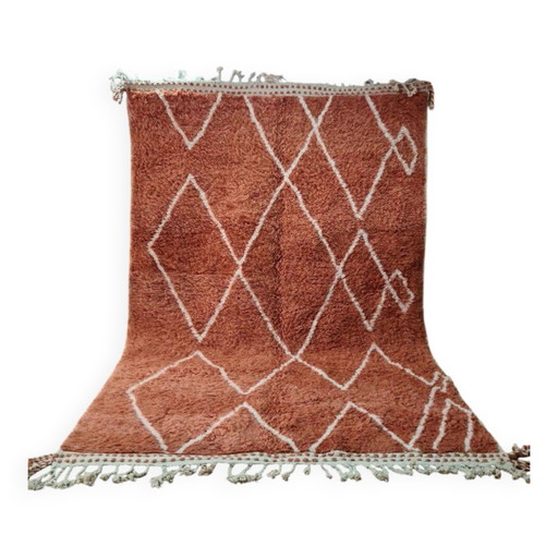 Beni Ouarain Rug Wool Terracotta and Geometric Patterns 300x200cm