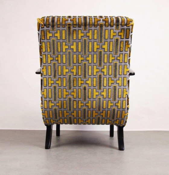 Image 1 of 2x Fauteuils "Gold Tetris" van Jindrich Halabala