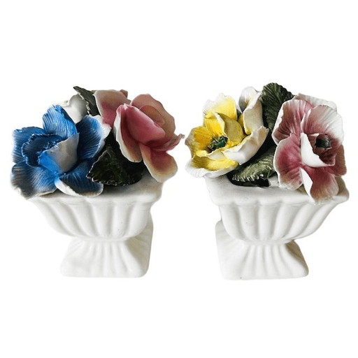 Vintage Royal Thorley Fine Bone China Flower Bouquet Figurine Set 1980s