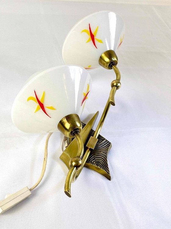 Image 1 of Lampada da parete organica in ottone di metà XX secolo, Francia