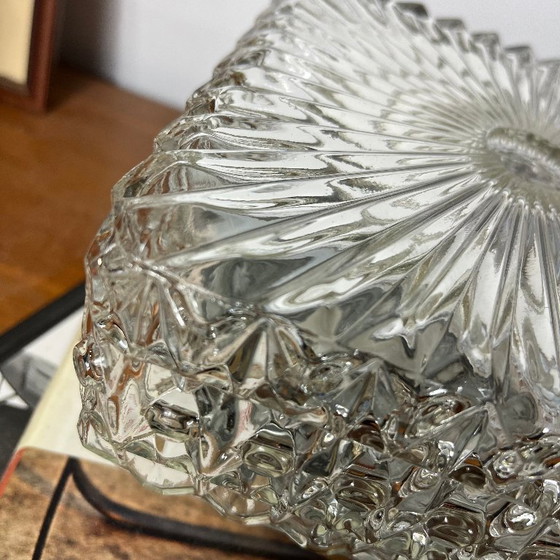 Vintage 1970-1980 small square transparent glass wall/ceiling light, Metal (photo 6 of 9)