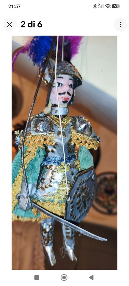 Sicilian Puppet Knight Handmade Puppet Opera Marionette Collection – decoratieve objecten, Cotton, Metal (photo 2 of 6)