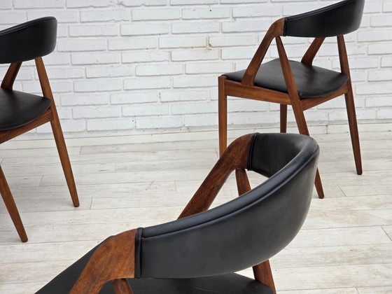 1960s, Danish Design by Kai Kristensen, Set of 4 Armchairs, Leather, Teak – Dining chairs (photo 3 of 18)