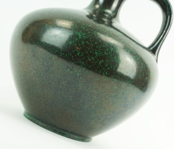 Image 1 of ruscha mid century VASE black and green kurt tschoerner mid century pottery model 340