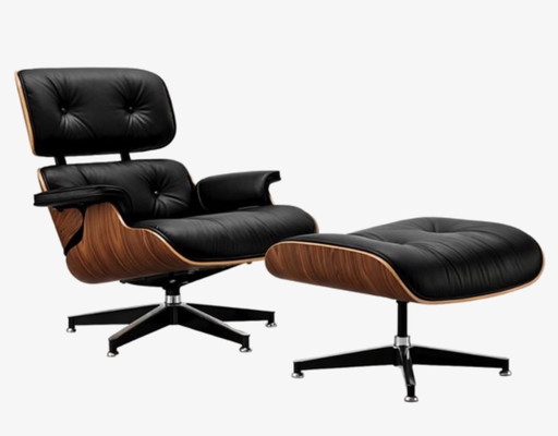 Charles Eames look lounge chair XL with a leather ottoman