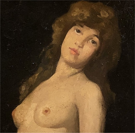 Image 1 of Early 20th Century French School Female Nude – Oil on Wood Panel, Framed