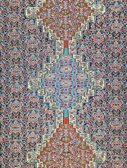 Handgeknüpfter persischer Senneh-Wollteppich im Vintage-Stil, abstraktes Muster, 158 x 252 cm