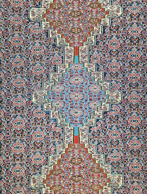 Image 1 of Tappeto persiano Senneh vintage in lana, annodato a mano, con motivo astratto, 158x252 cm.