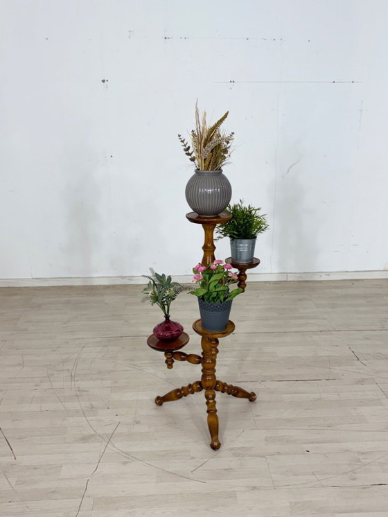 Image 1 of Bloementafel uit het midden van de 20e eeuw, bijzettafel, plantenstandaard, opbergmeubel