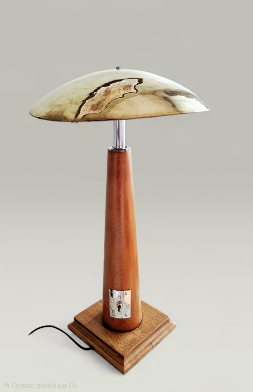 Vintage table lamp in wood and metal – Modernist design, 1950s