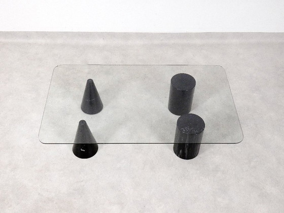 Image 1 of Vintage Italian Rectangular Marble Coffee Table with Glass Top