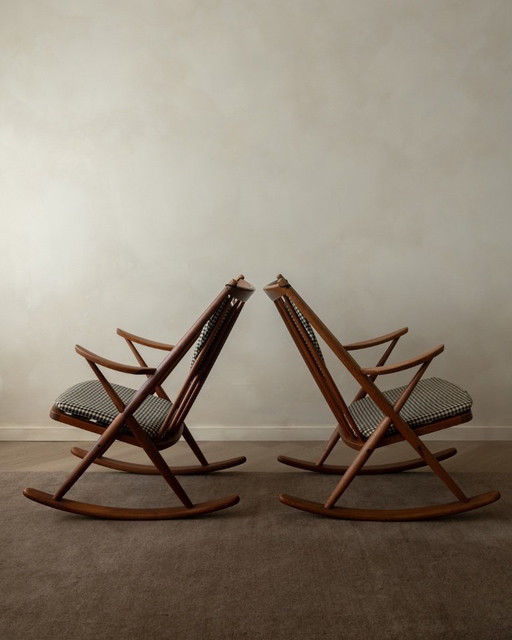 Ensemble de 2 fauteuils à bascule vintage danois en teck - modèle 182 de Frank Reenskaug pour Bramin, années 1950