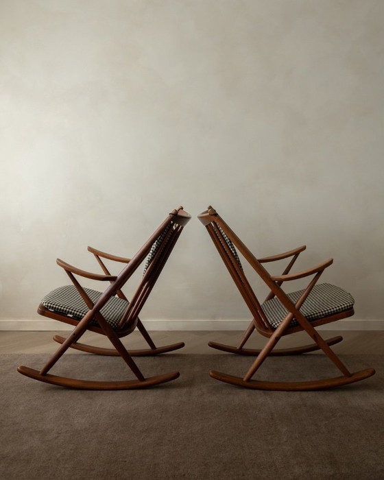 Image 1 of Vintage Deense teakhouten schommelstoelen set van 2 - model 182 van Frank Reenskaug voor Bramin, jaren 1950