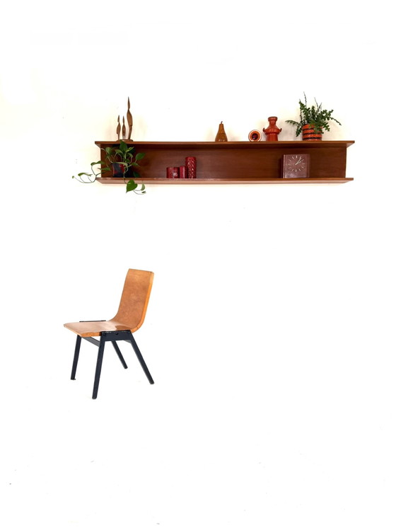 Vintage XL (199cm) Teakhouten Wandplank, Jaren ‘60 – Wandkast, Wood (photo 10 of 13)