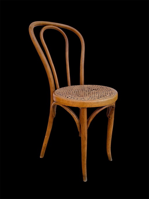 Silla de bistró Horgen Glaris de madera curvada y caña, Suiza, circa 1900