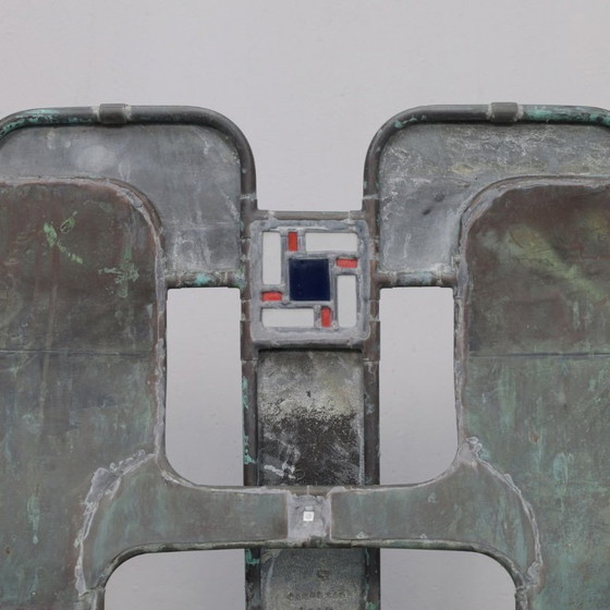 Image 1 of Panca scultorea in rame, zinco e vetro colorato di Cor de Ree, Paesi Bassi, 1999