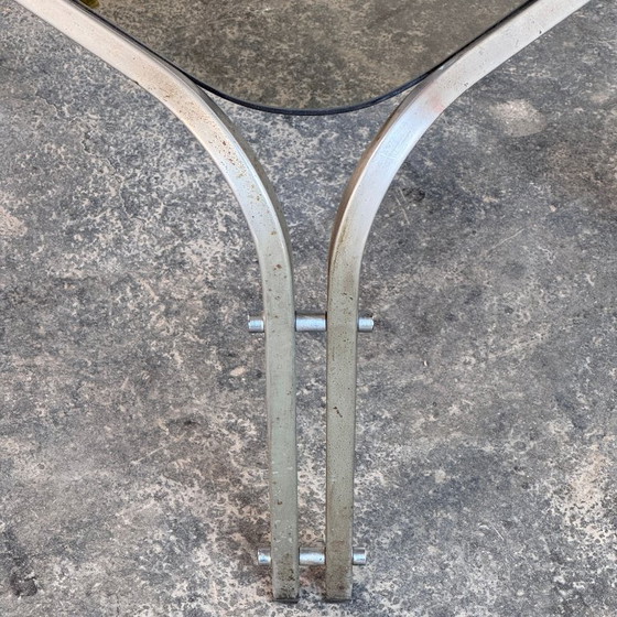 Image 1 of Steel and Glass Mid-Century Coffee Table, 1970