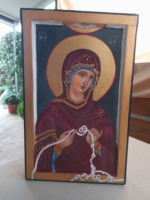 Handgemalte Ikone „Maria, die Knotenlöserin“
