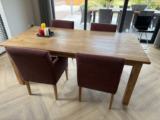Image 1 of Solid wood dining table set with 4 chairs